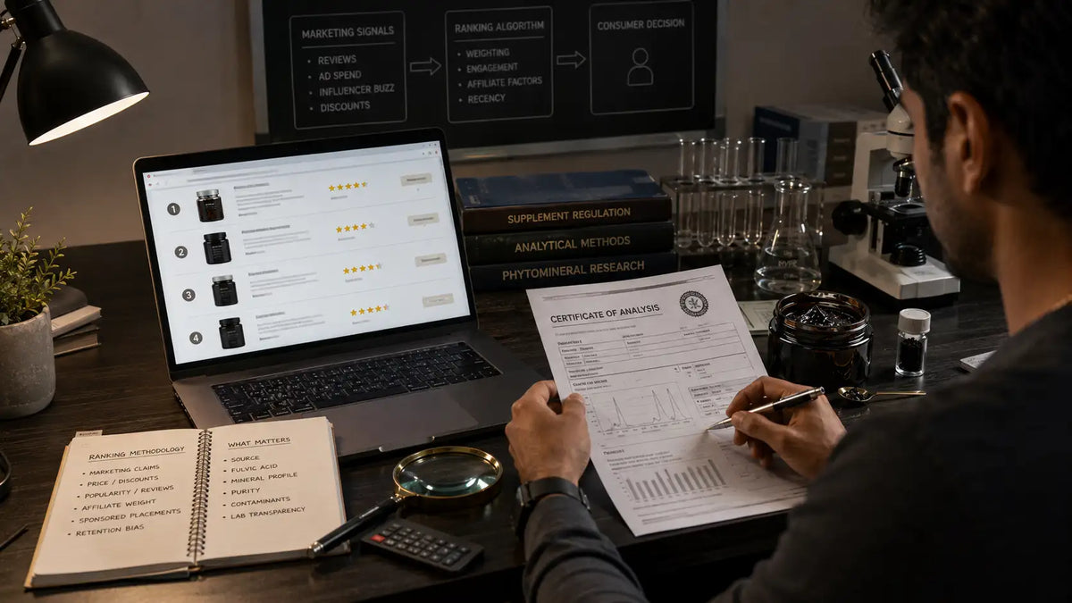 Shilajit rankings compared with laboratory reports and independent quality testing