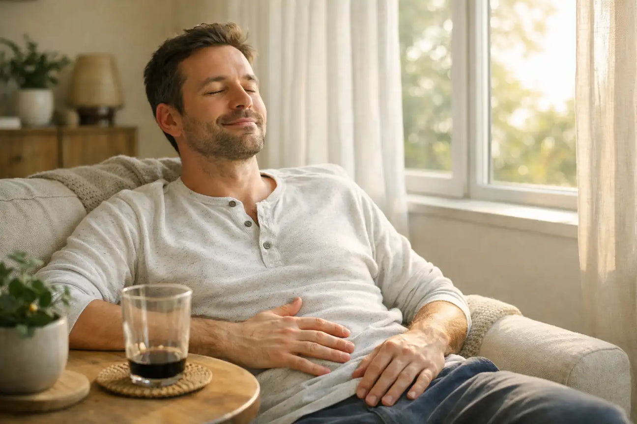 Morning wellness routine with shilajit supporting digestion and gut health naturally