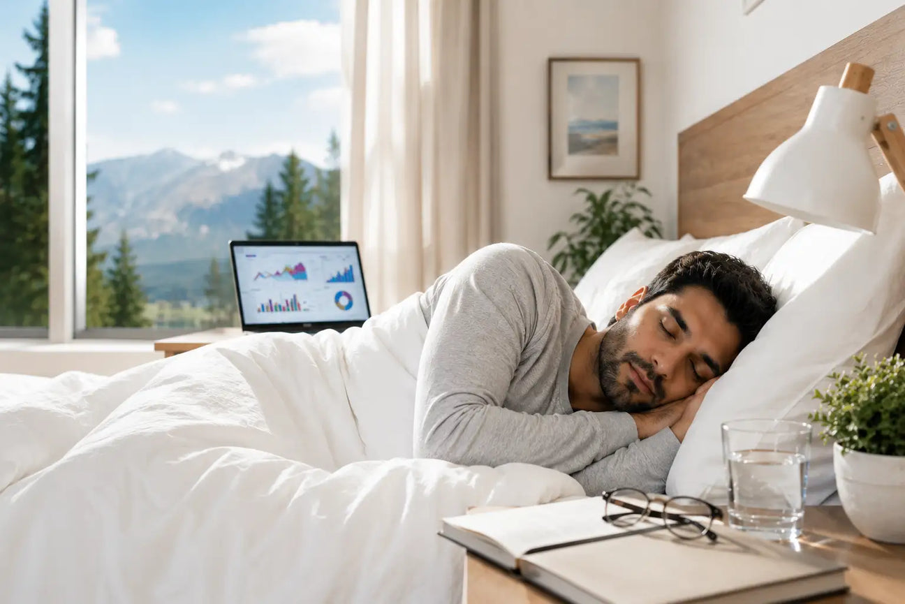 Peaceful sleep environment representing sleep quality improvement and recovery.