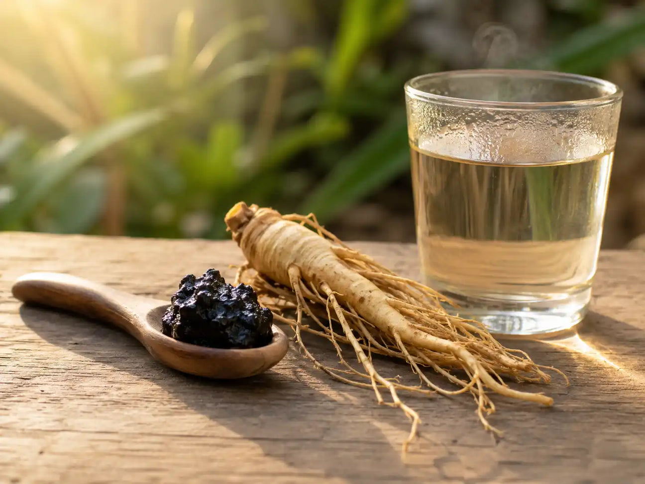 Shilajit resin and ginseng root comparison for natural adaptogen wellness.