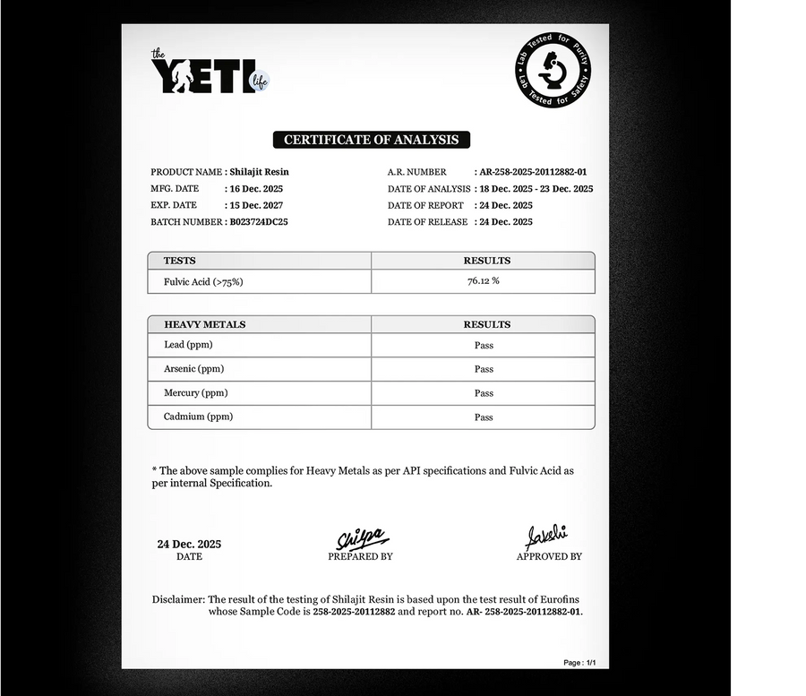 76.12% FULVIC ACID. ALL HEAVY METALS PASS.